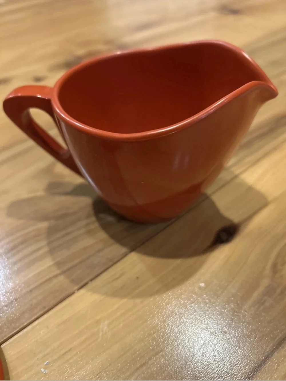 Mid Century Modern Red Melamine  Sugar Bowl and Creamer Set Made By Prolon Ware